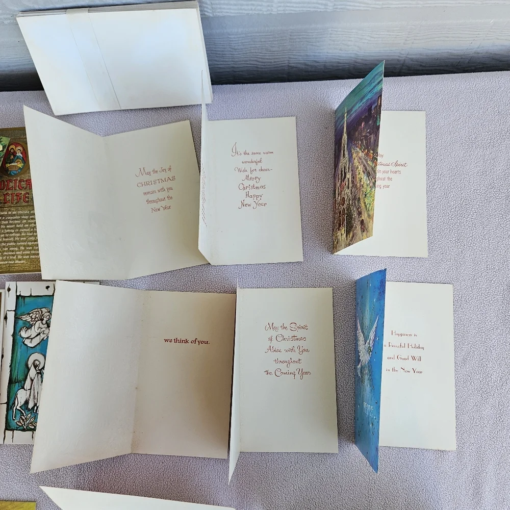Famous Artists Studios VTG Christmas Card Set of 17 Holiday Religious Church